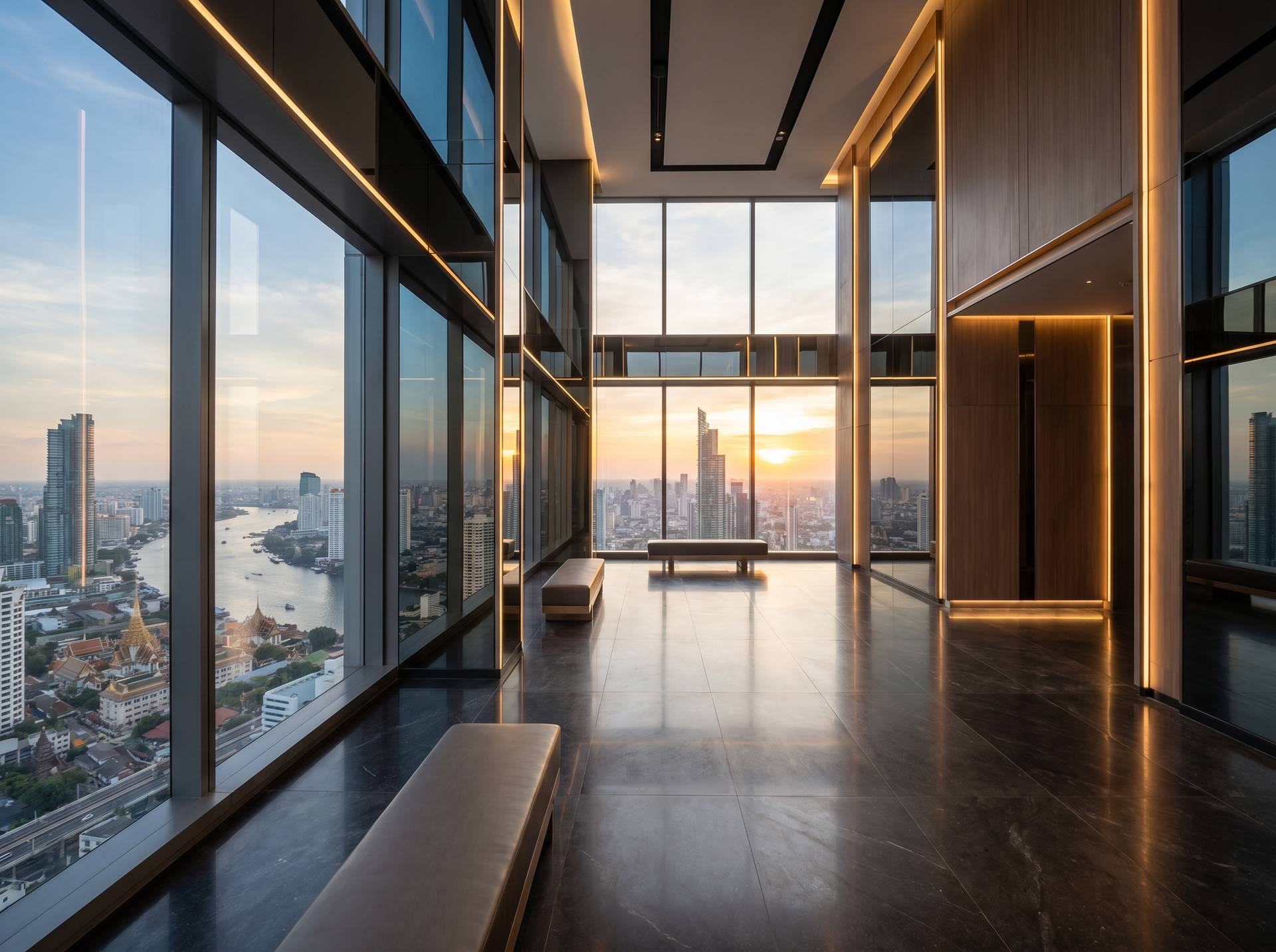 Indoor observation deck with panoramic views